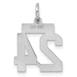 Sterling Silver Rhodium-plated Small Satin Number 24 Charm