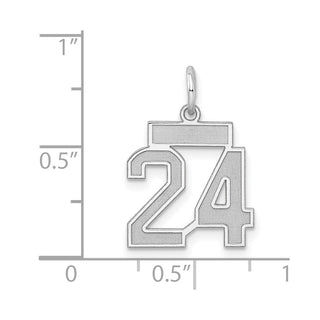 Sterling Silver Rhodium-plated Small Satin Number 24 Charm