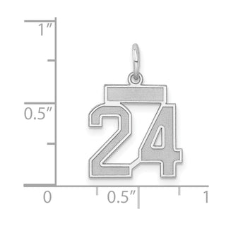 Sterling Silver Rhodium-plated Small Satin Number 24 Charm