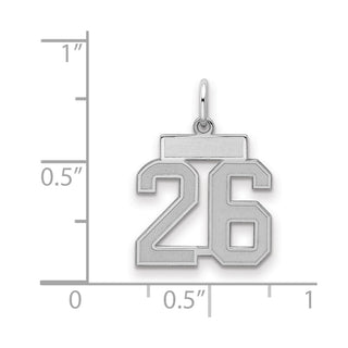 Sterling Silver Rhodium-plated Small Satin Number 26 Charm