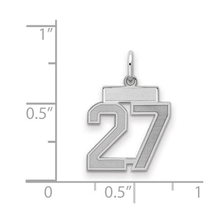 Sterling Silver Rhodium-plated Small Satin Number 27 Charm
