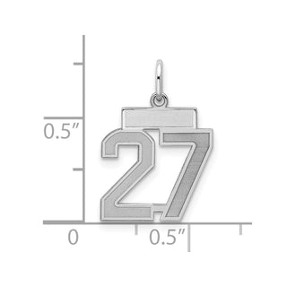 Sterling Silver Rhodium-plated Small Satin Number 27 Charm