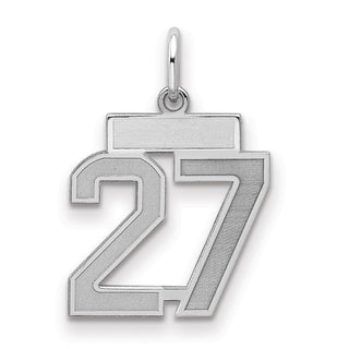 Sterling Silver Rhodium-plated Small Satin Number 27 Charm
