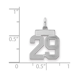 Sterling Silver Rhodium-plated Small Satin Number 29 Charm