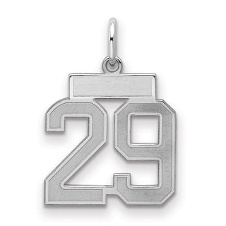 Sterling Silver Rhodium-plated Small Satin Number 29 Charm
