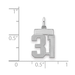Sterling Silver Rhodium-plated Small Satin Number 31 Charm