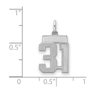 Sterling Silver Rhodium-plated Small Satin Number 31 Charm