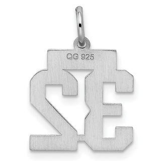 Sterling Silver Rhodium-plated Small Satin Number 32 Charm
