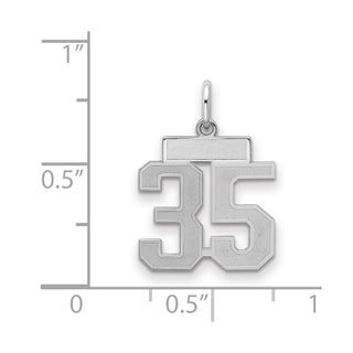 Sterling Silver Rhodium-plated Small Satin Number 35 Charm