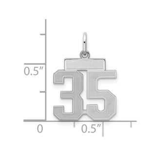Sterling Silver Rhodium-plated Small Satin Number 35 Charm