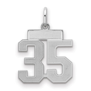 Sterling Silver Rhodium-plated Small Satin Number 35 Charm