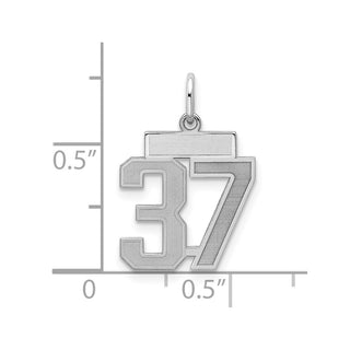 Sterling Silver Rhodium-plated Small Satin Number 37 Charm