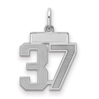 Sterling Silver Rhodium-plated Small Satin Number 37 Charm