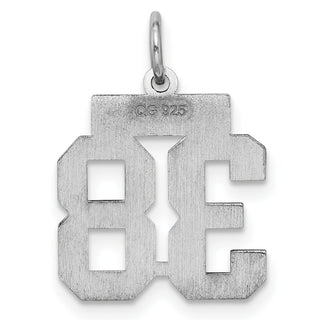Sterling Silver Rhodium-plated Small Satin Number 38 Charm