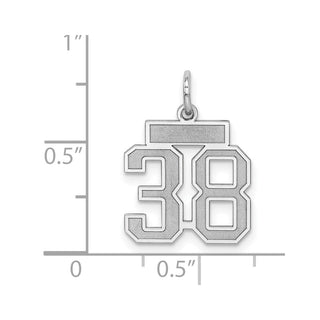 Sterling Silver Rhodium-plated Small Satin Number 38 Charm