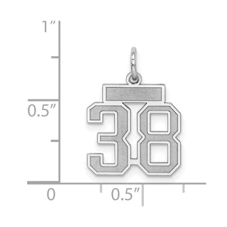 Sterling Silver Rhodium-plated Small Satin Number 38 Charm