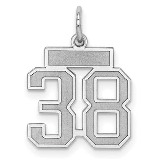 Sterling Silver Rhodium-plated Small Satin Number 38 Charm