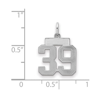 Sterling Silver Rhodium-plated Small Satin Number 39 Charm