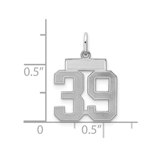 Sterling Silver Rhodium-plated Small Satin Number 39 Charm
