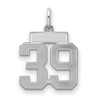 Sterling Silver Rhodium-plated Small Satin Number 39 Charm