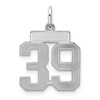 Sterling Silver Rhodium-plated Small Satin Number 39 Charm