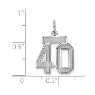 Sterling Silver Rhodium-plated Small Satin Number 40 Charm