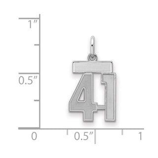 Sterling Silver Rhodium-plated Small Satin Number 41 Charm