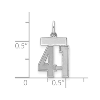 Sterling Silver Rhodium-plated Small Satin Number 41 Charm