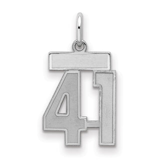Sterling Silver Rhodium-plated Small Satin Number 41 Charm