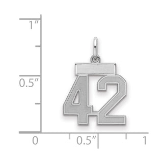 Sterling Silver Rhodium-plated Small Satin Number 42 Charm
