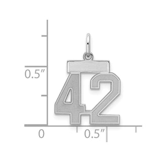 Sterling Silver Rhodium-plated Small Satin Number 42 Charm