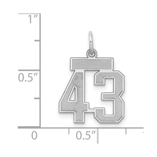 Sterling Silver Rhodium-plated Small Satin Number 43 Charm