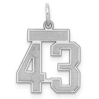 Sterling Silver Rhodium-plated Small Satin Number 43 Charm