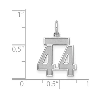 Sterling Silver Rhodium-plated Small Satin Number 44 Charm
