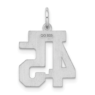 Sterling Silver Rhodium-plated Small Satin Number 45 Charm