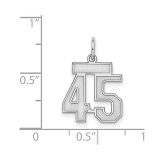 Sterling Silver Rhodium-plated Small Satin Number 45 Charm