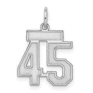 Sterling Silver Rhodium-plated Small Satin Number 45 Charm