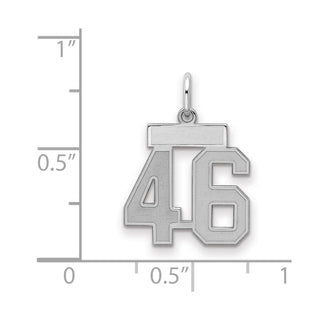 Sterling Silver Rhodium-plated Small Satin Number 46 Charm