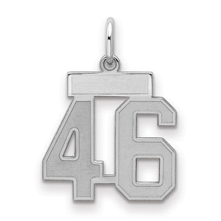 Sterling Silver Rhodium-plated Small Satin Number 46 Charm
