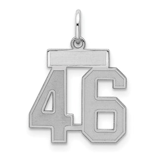Sterling Silver Rhodium-plated Small Satin Number 46 Charm