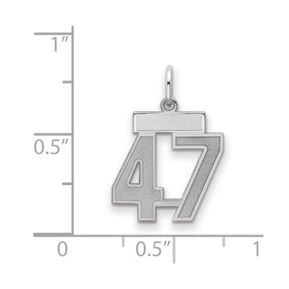 Sterling Silver Rhodium-plated Small Satin Number 47 Charm