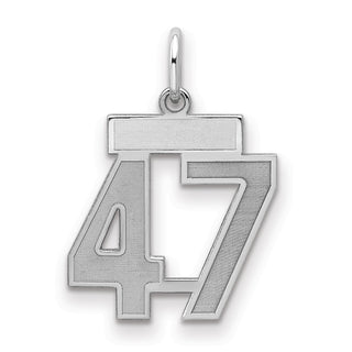 Sterling Silver Rhodium-plated Small Satin Number 47 Charm