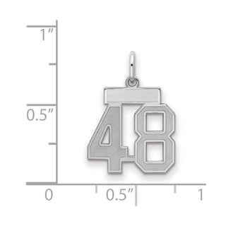 Sterling Silver Rhodium-plated Small Satin Number 48 Charm
