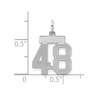Sterling Silver Rhodium-plated Small Satin Number 48 Charm