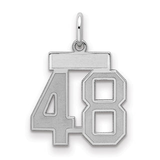 Sterling Silver Rhodium-plated Small Satin Number 48 Charm