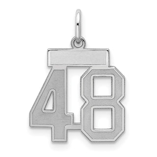 Sterling Silver Rhodium-plated Small Satin Number 48 Charm