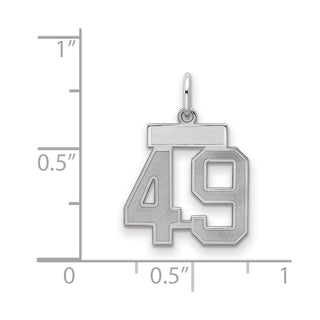 Sterling Silver Rhodium-plated Small Satin Number 49 Charm