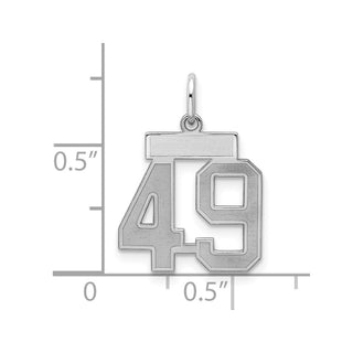 Sterling Silver Rhodium-plated Small Satin Number 49 Charm