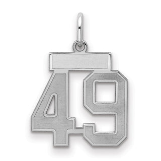 Sterling Silver Rhodium-plated Small Satin Number 49 Charm
