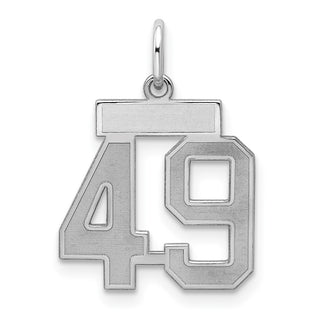 Sterling Silver Rhodium-plated Small Satin Number 49 Charm